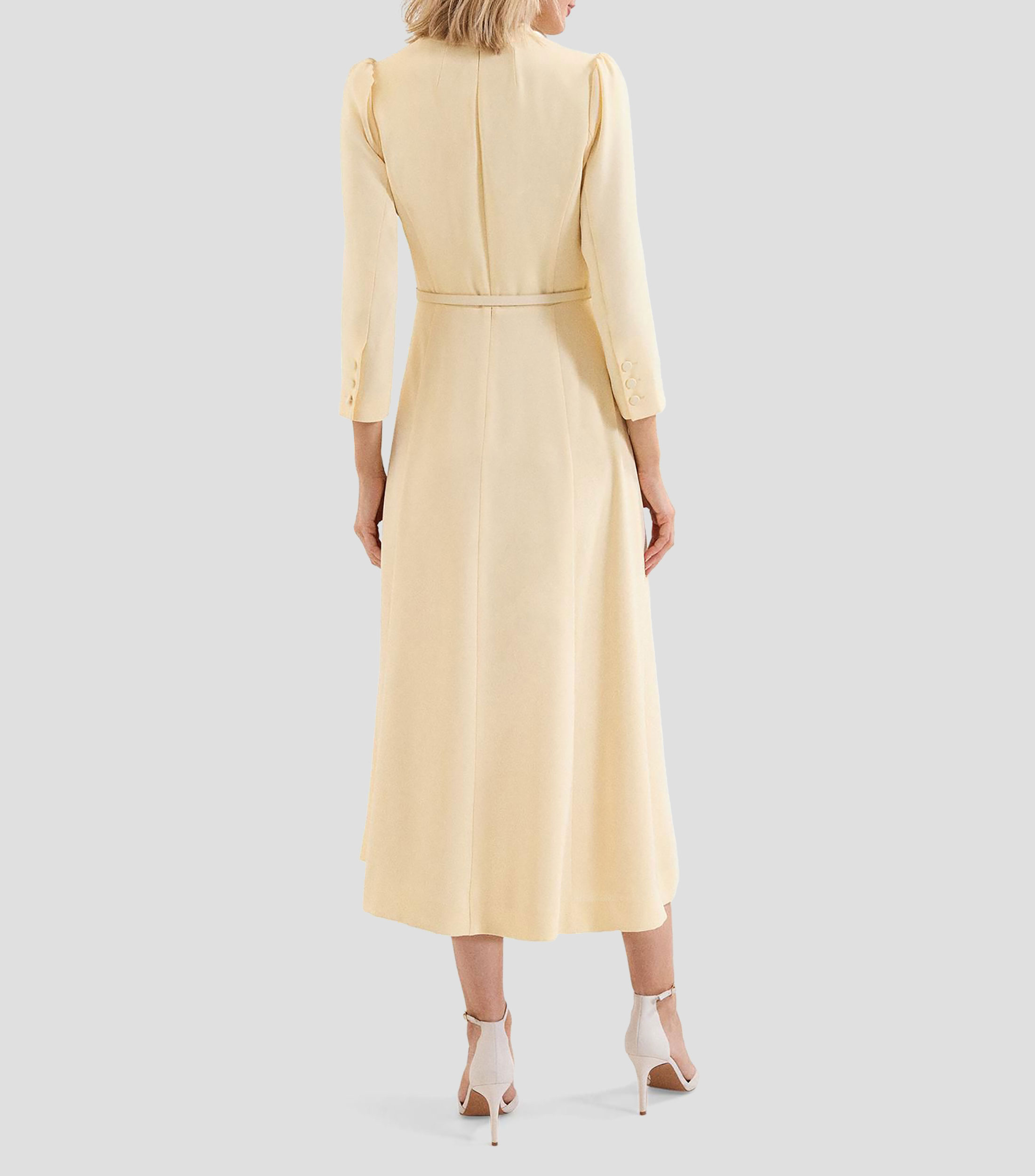 Vestido midi manga 7/8 liso Mujer